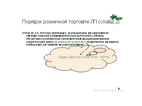 Порядок розничной торговли ЛП